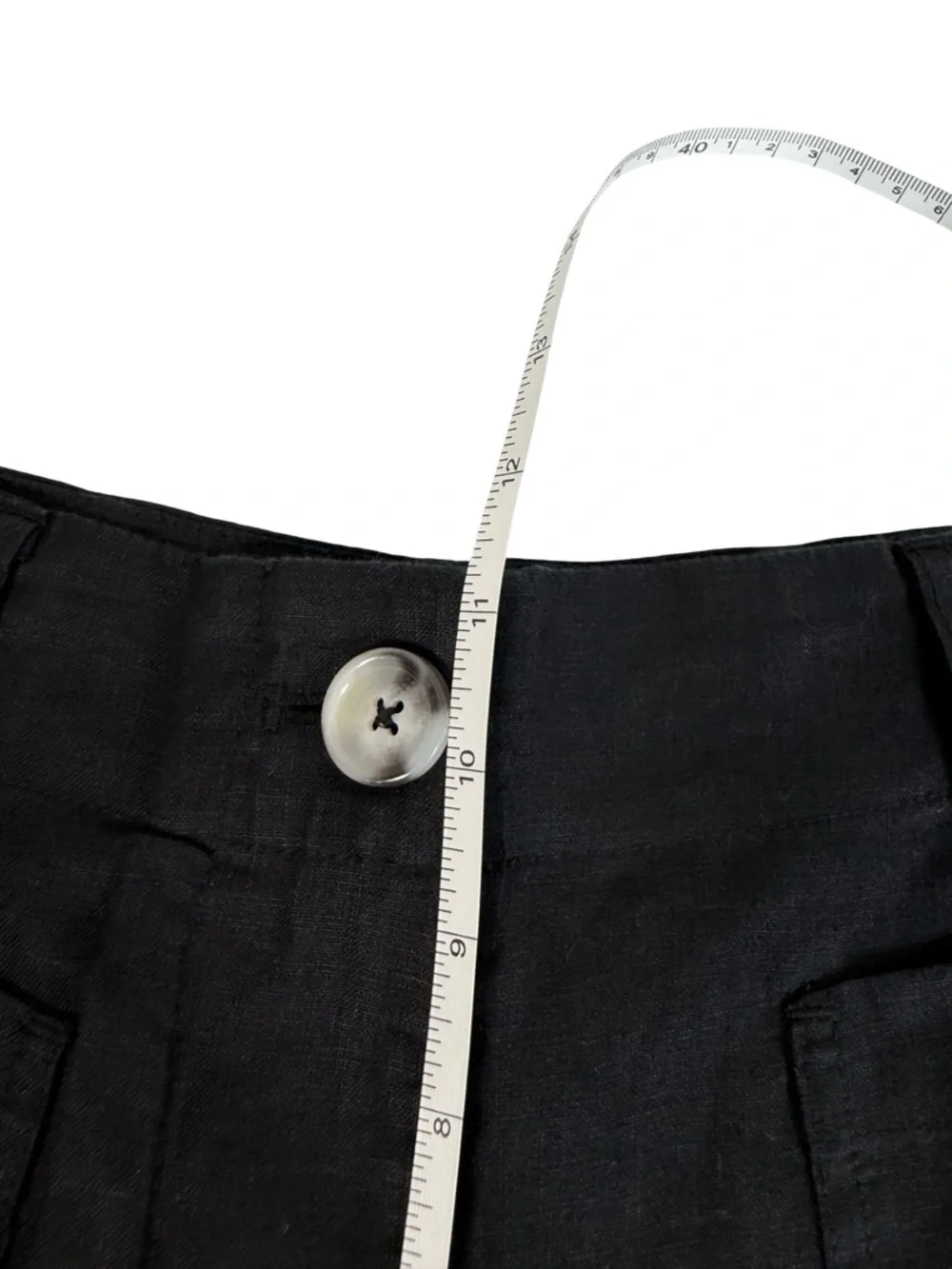 Quince Black 100% European Linen Patch Pocket Wide Leg High Rise Pants 6 NWT